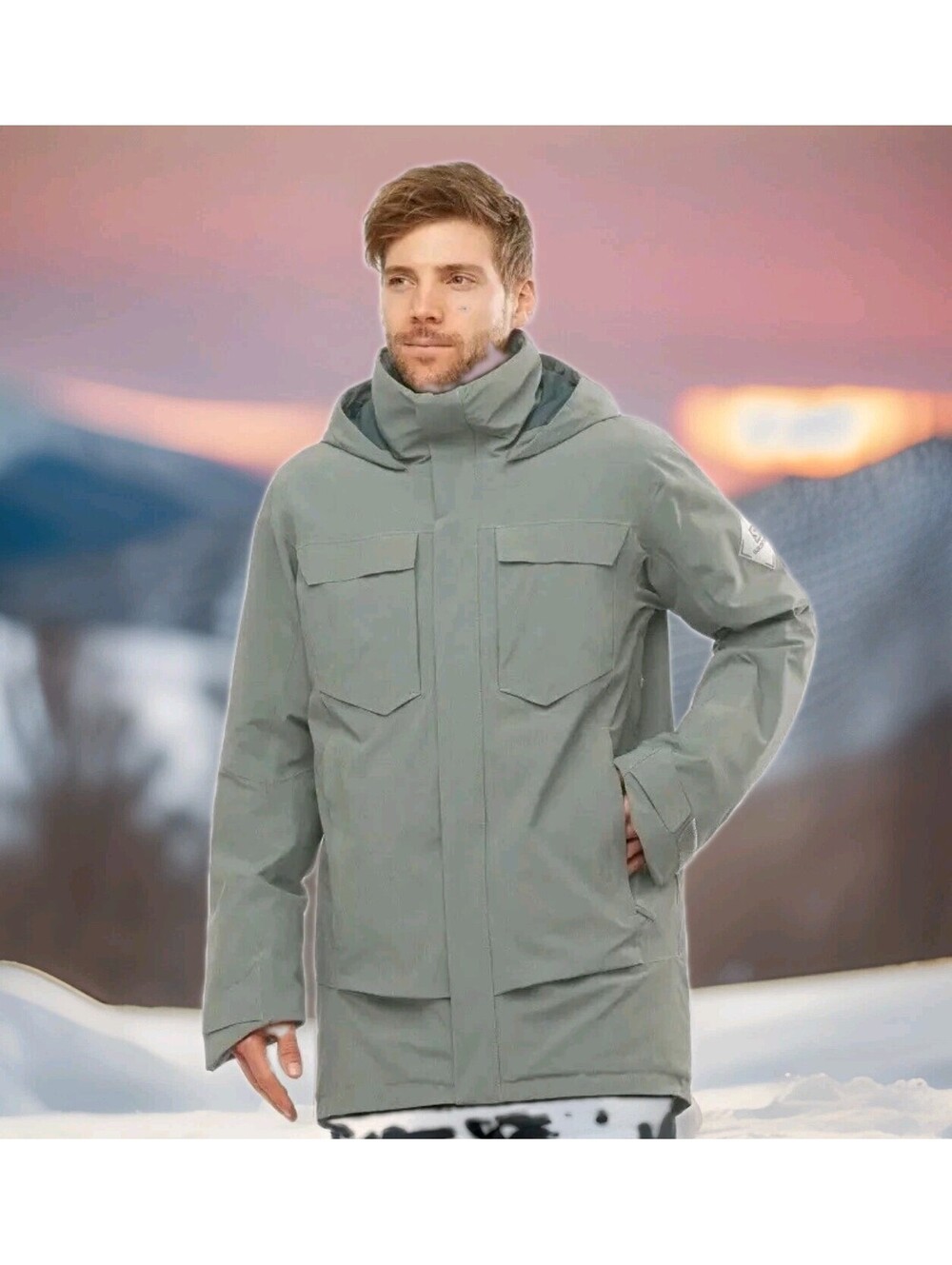 Salomon Stance Cargo Jacket Ski Snowboard Winter Mens Medium Grey Hooded
